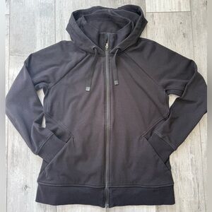 Athleta Triumph Full Zip Hoodie Black Large Fleece Lined Athletic Jacket